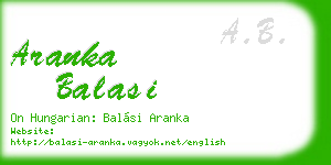 aranka balasi business card