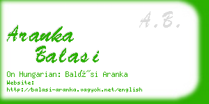 aranka balasi business card